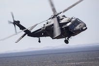 An Alaska Army National Guard UH-60L Black Hawk helicopter assigned to the 207th Aviation Troop Command performs a defensive maneuver while evading a simulated aerial threat during the Weapons and Tactics Instructor Course 2-24 near Marine Corps Air Station Yuma, Ariz., March 28, 2024.