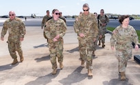 Army Gen. Daniel R. Hokanson, chief of the National Guard Bureau, visited Fort Indiantown Gap April 22 where he met with Pennsylvania National Guard leadership, members of the Eastern Army National Guard Aviation Training Site and flew a CH-47F Chinook helicopter. (Pennsylvania National Guard photo by Wayne V. Hall)