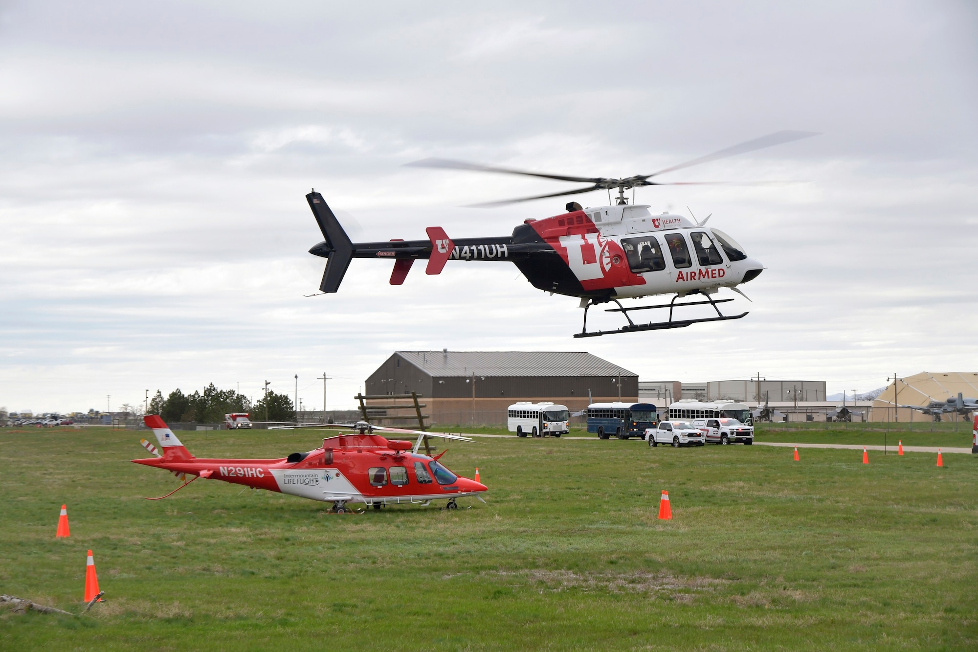 Members of various Hill Air Force Base units teamed with community responders April 17 for a joint mass casualty exercise. The exercise simulated a performing aircraft crashing into a group onlookers, causing the demand of patients to exceed resources and capabilities. The aim of the exercise was to maximize training for responders, test and evaluate emergency functions and response, and enhance readiness, integration, and response skills.