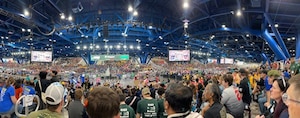 Thousands of spectators watch the For Inspiration and Recognition of Science and Technology, or FIRST, Championship.
