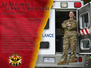 Graphic of Staff Sgt. Jessica Beaver, 9th Expeditionary Bomb Squadron independent duty medical technician, showcasing the importance of women in the military and how they contribute to the Bomber Task Force 24-2 mission at Morón Air Base, Spain. (U.S. Air Force graphic by Staff Sgt. Holly Cook)