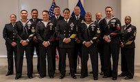 Rear Adm. Darin K. Via, Surgeon General of the Navy, and Force Master Chief PatrickPaul Mangaran, Director of the Hospital Corps recognize Navy Medicine's 2023 Sailor of the Year candidates during a ceremony at Bureau of Medicine and Surgery headquarters, April 24, 2024.