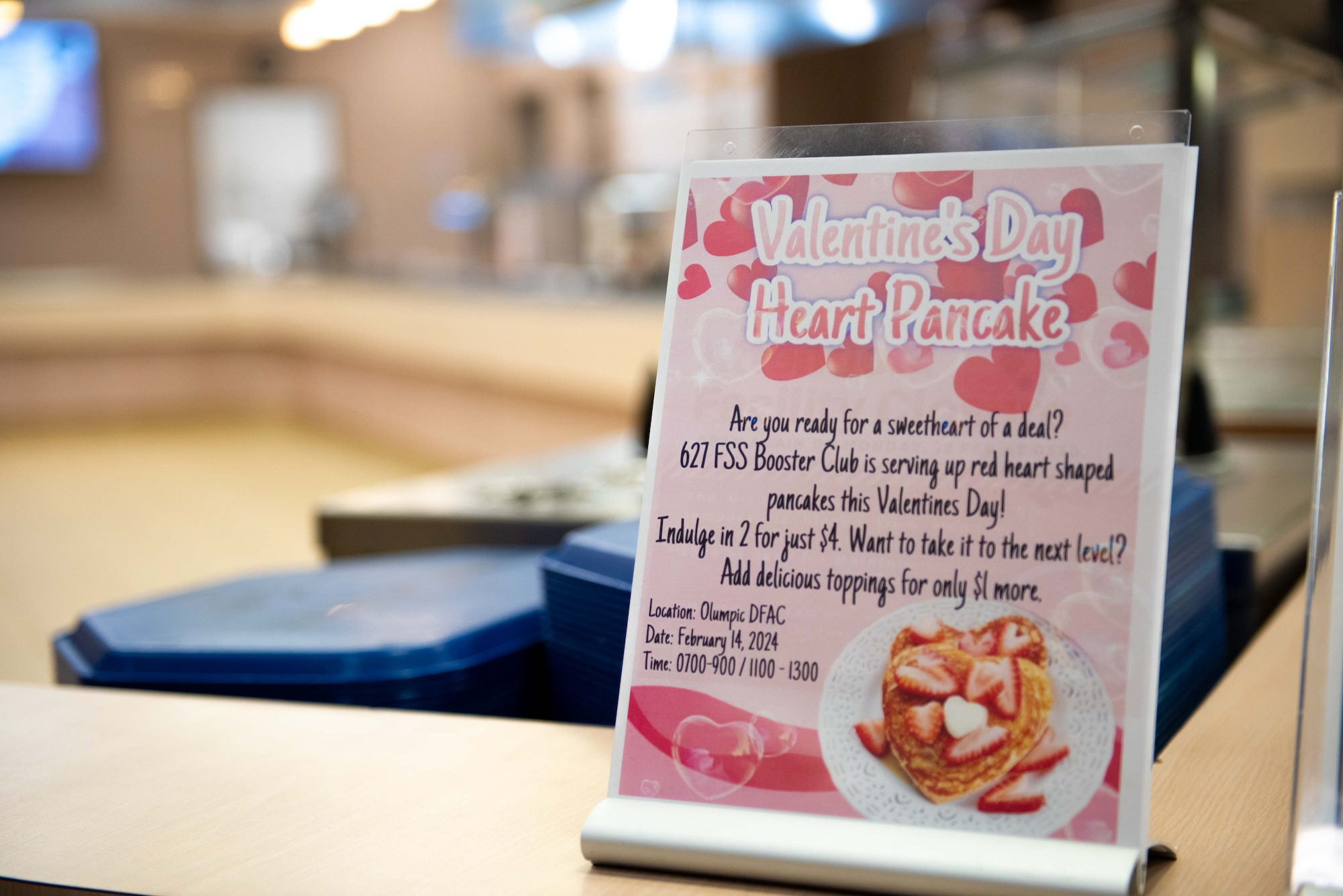 Specialty meals are guaranteed on every federal holiday to include the Air Force’s birthday, and St. Patrick’s Day, for now. The frequency of when other specialty meals are offered will vary based on customer feedback. Leadership with the Olympic Dining Facility encourage their diverse team of Airmen to contribute their ideas as much as possible to enhance the dining experience for all customers.