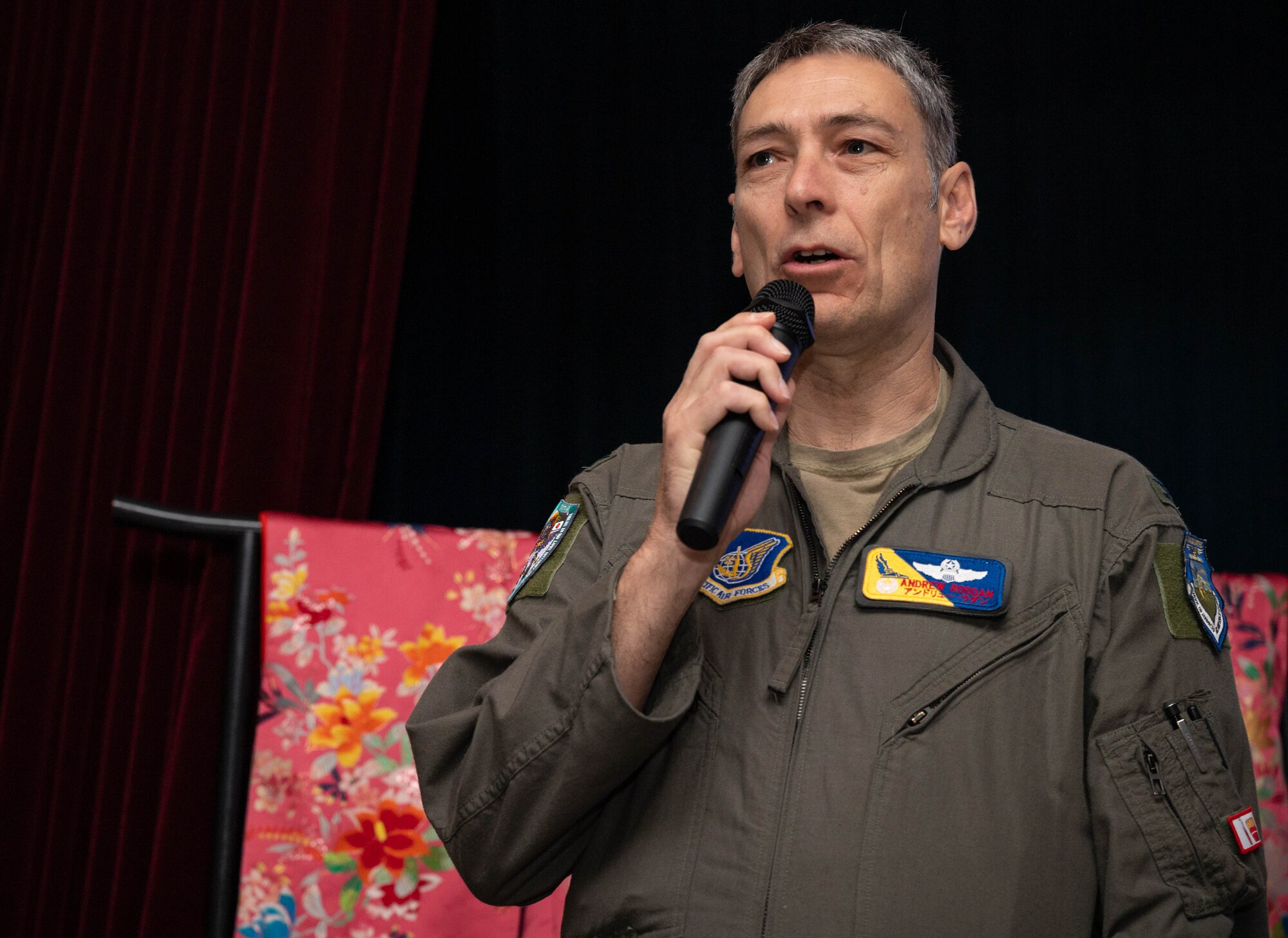The wing commander speaks to the public.
