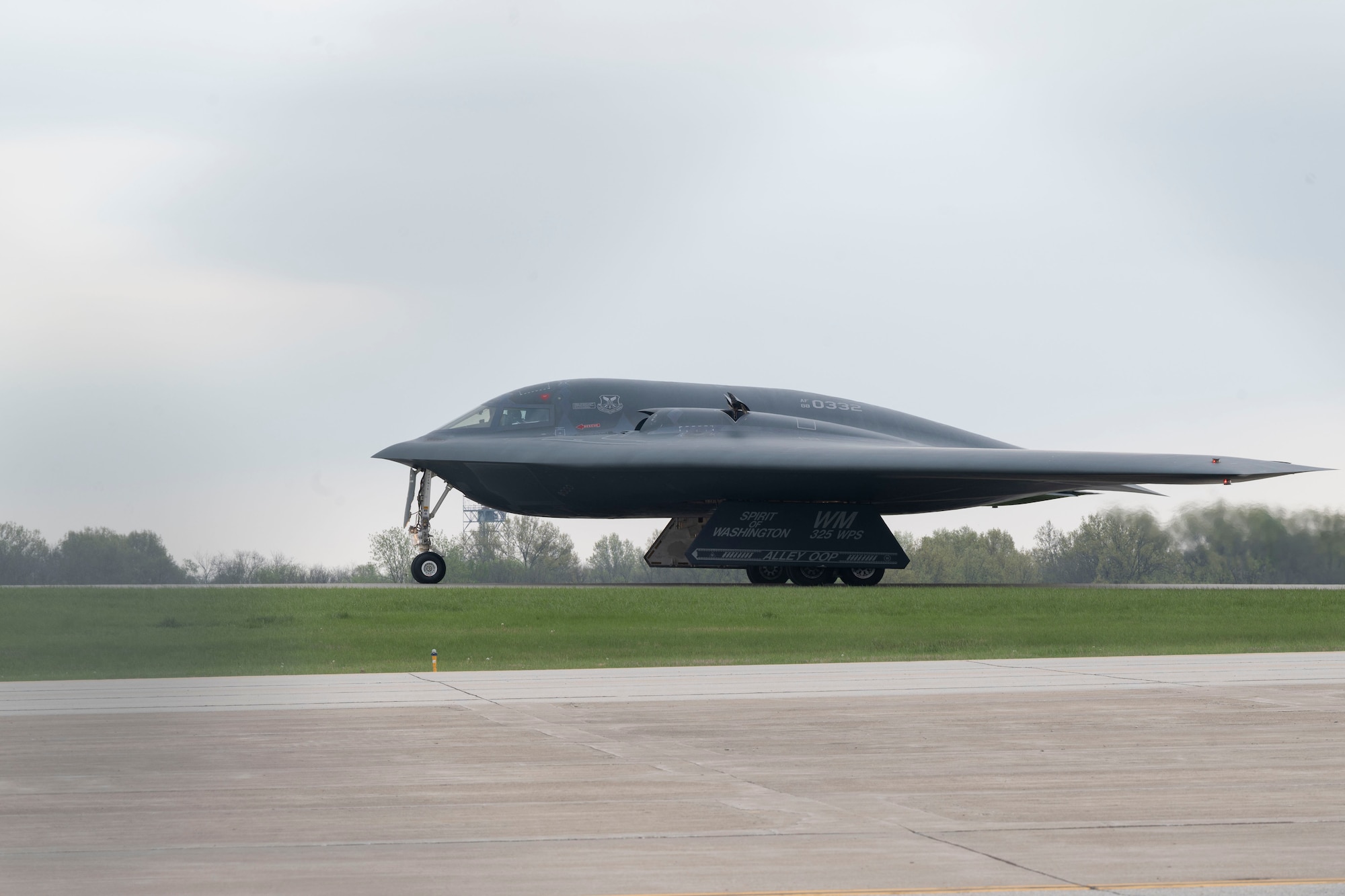 A B-2 Spirit stealth bomber assigned to the 509th Bomb Wing taxis to the runway at Whiteman Air Force Base, Mo., April 15, 2024. Spirit Vigilance is one of a series of routine exercises held by Air Force Global Strike bases across the Air Force that focus on the training and readiness of Airmen. These exercises are regularly planned and are conducted to continuously evaluate and enhance U.S. deterrence capabilities. (U.S. Air Force photo by Tech. Sgt. Anthony Hetlage)