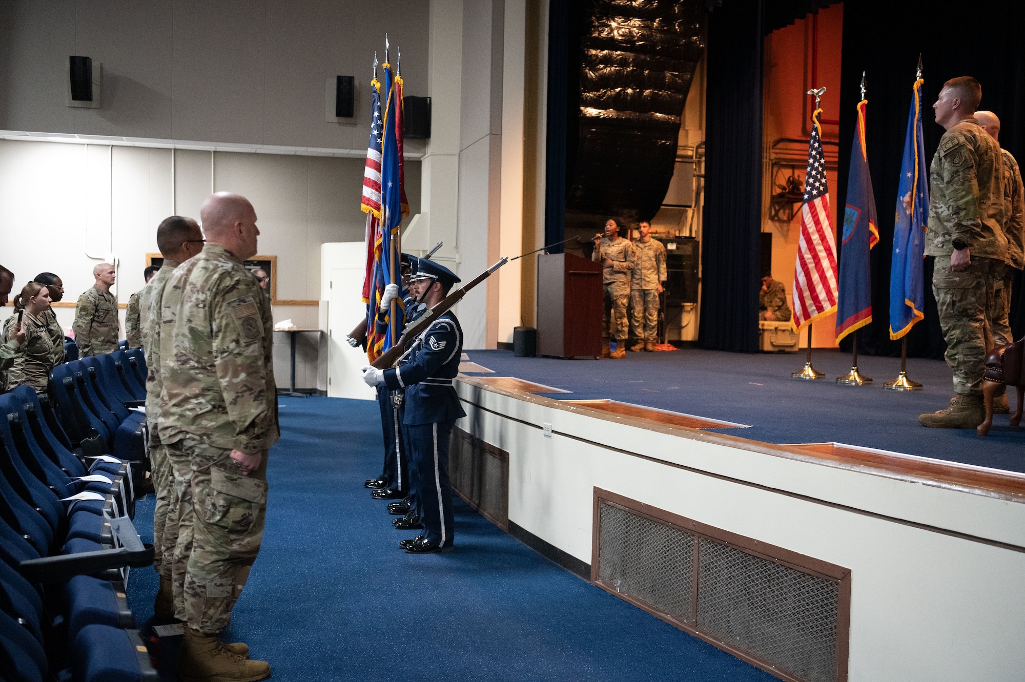 This ceremony is a tradition that represents a formal transfer of authority and responsibility from one commander to a new commander. (U.S. Air Force photo by Airman 1st Class Audree Campbell)