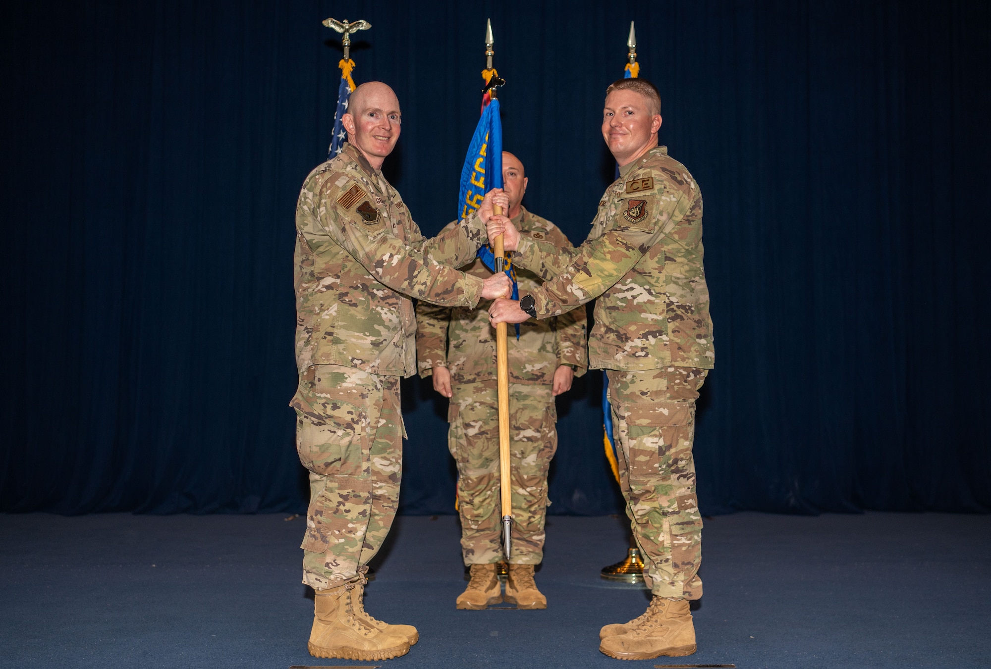 This ceremony is a tradition that represents a formal transfer of authority and responsibility from one commander to a new commander. (U.S. Air Force photo by Airman 1st Class Audree Campbell)