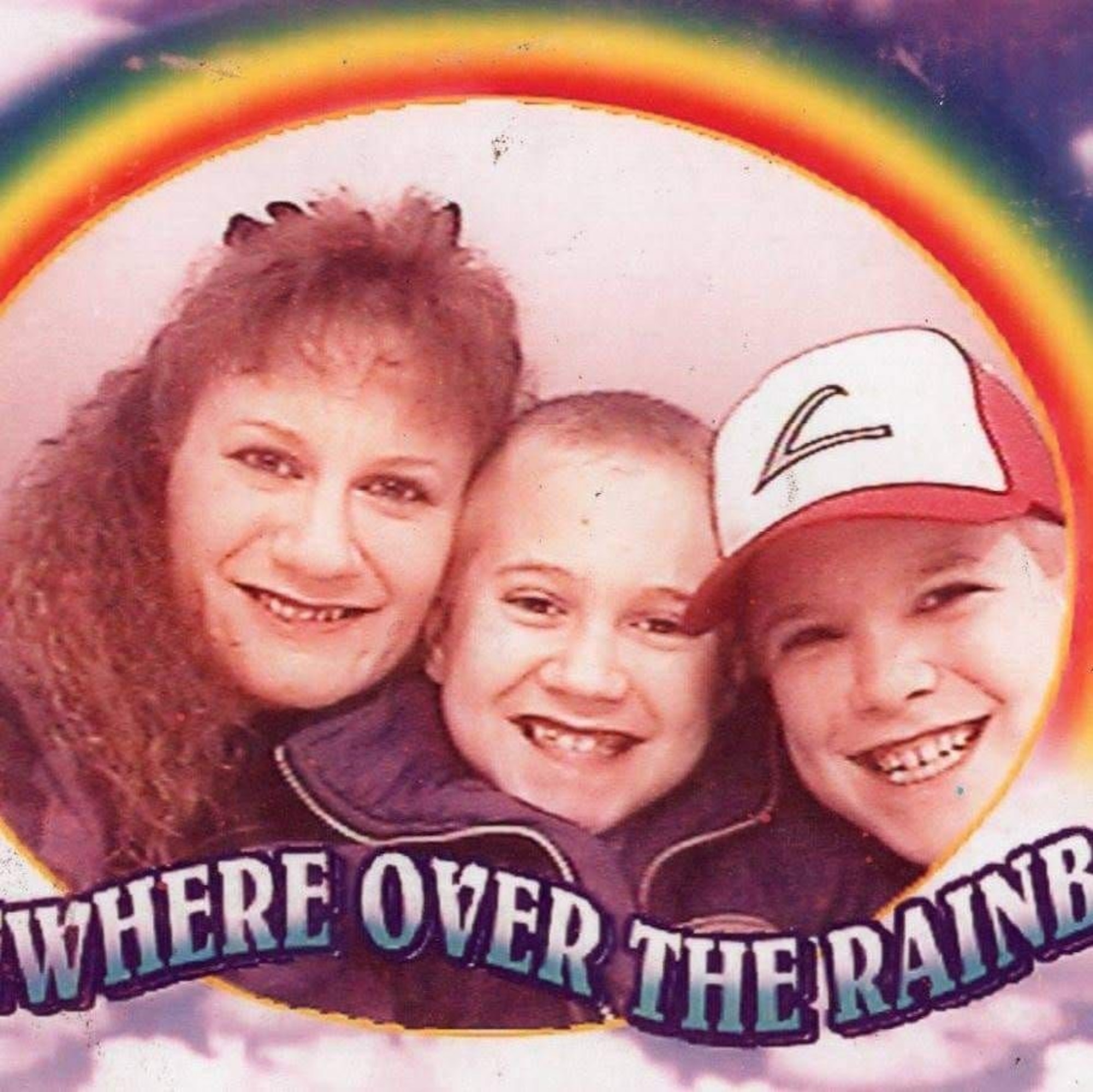 Jamie Sue Hightower, left, Ryan Taylor, center, and Erik take a family photo at a photo booth in a local mall in Little Rock, Arkansas, 1998.