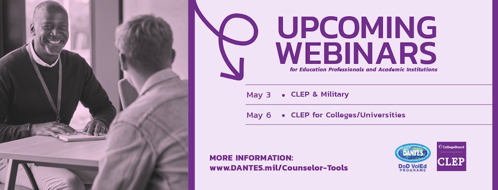 CLEP webinars in May for counselors