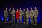 (Left to right) Brig. Gen. Timothy Bower, Brig. Gen, Vice Director Vice for Strategy, Policy, Plans, and International Affairs, National Guard Bureau, Brig. Gen. Sergiu Cirimpei, Deputy Chief of  Defense of the Moldovan Army,  Maj. Gen. Todd Hunt, North Carolina Adjutant General, Elanie Marshall, North Carolina Secretary of State Elaine Marshall, Capt. Kory Dearie, North Carolina National Guard, State Partnership Coordinator,  Lt. Col. Valeriu Burusciuc, Moldovan Army State Partnership Program Director, Col. Michael Marciniak, Director of Plans and Programs, Maj. Michael Sterling, North Carolina National Guard State Partnership Program Director and Col. Scott Humphrey, Chief, International Affairs, NGB. North Carolina and Moldova were awarded the 2023 SPP Partnership of the year award at the annual SPP Conference. The partnership, established in 1996, has facilitated over 500 exchanges over two decades with more to continue in the future.