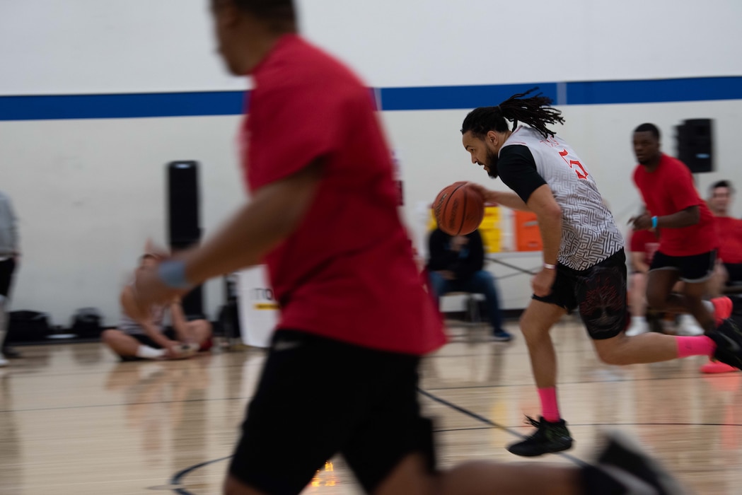 The Sexual Assault Prevention and Response office host an Air Force versus Army basketball tournament at Joint Base Lewis-McChord, Washington, April 18, 2024. SAPR hosted the event to raise awareness and recognize Sexual Assault Awareness and Prevention Month.