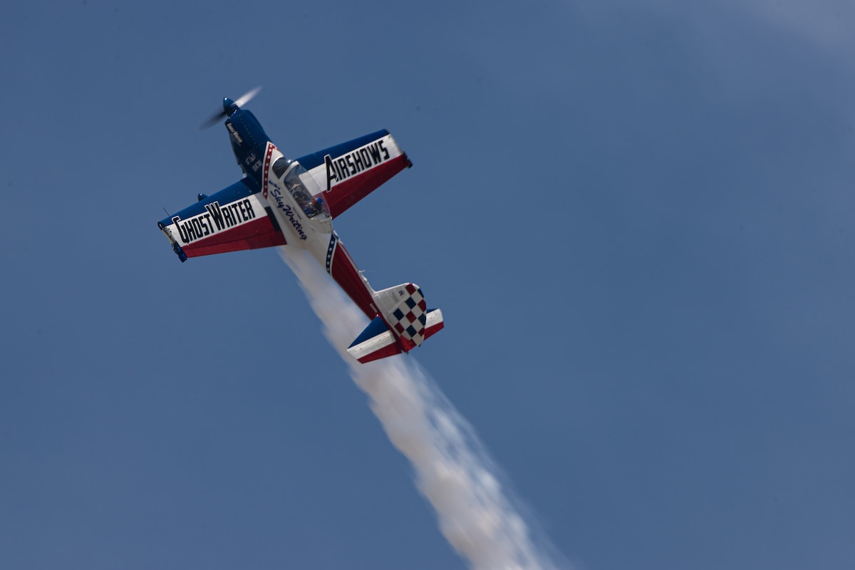 Stunt plane flying straight up
