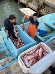 A boat crew from Coast Guard Station South Padre Island interdicted a lancha with four Mexican fishermen north of the Maritime Boundary Line off the Texas coast April 24, 2024. The Coast Guard crew interdicted the lancha, seized 350 pounds of illegally caught red snapper and transferred the men to U.S. Customs and Border Protection for further processing. (U.S. Coast Guard photo, courtesy Station South Padre Island)