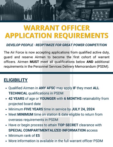 Air Force to begin accepting warrant officer applications > 307th Bomb ...
