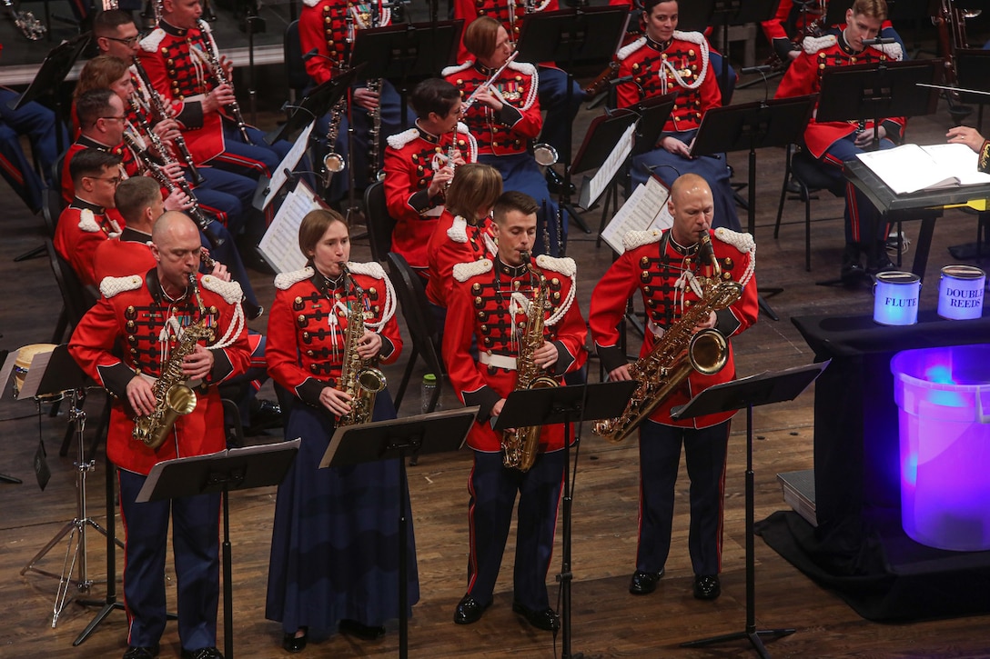 Marine Band saxophone players featured at the Young People's Concert on Feb. 10, 2024.