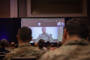 Army Gen. Daniel Hokanson, chief, National Guard Bureau, addressed the attendees virtually at the State Partnership Program conference.