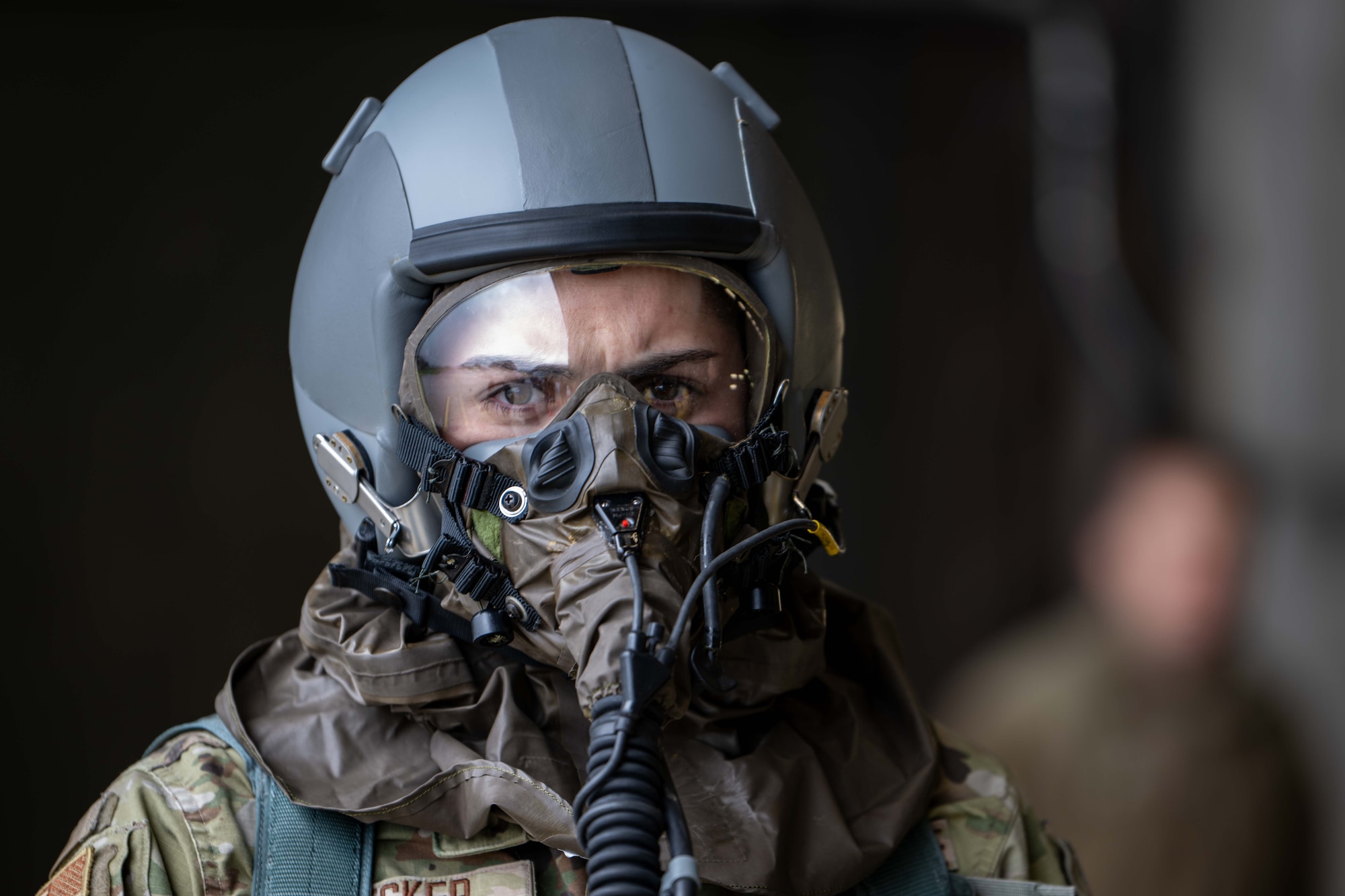 U.S. Air Force Airman 1st Class Erick Decker, 52nd Medical Readiness Squadron Bioenvironmental Engineering technician, dons protective equipment during exercise Radiant Falcon at Spangdahlem Air Base, Germany, April 24, 2024.