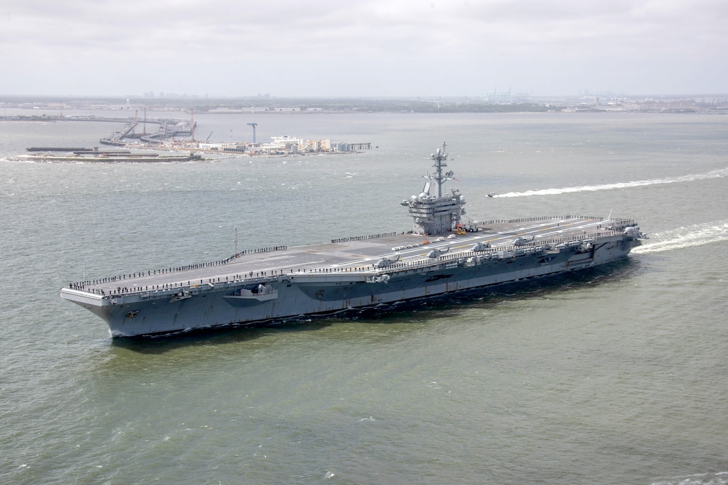 USS George Washington (CVN 73) departs Naval Station Norfolk.