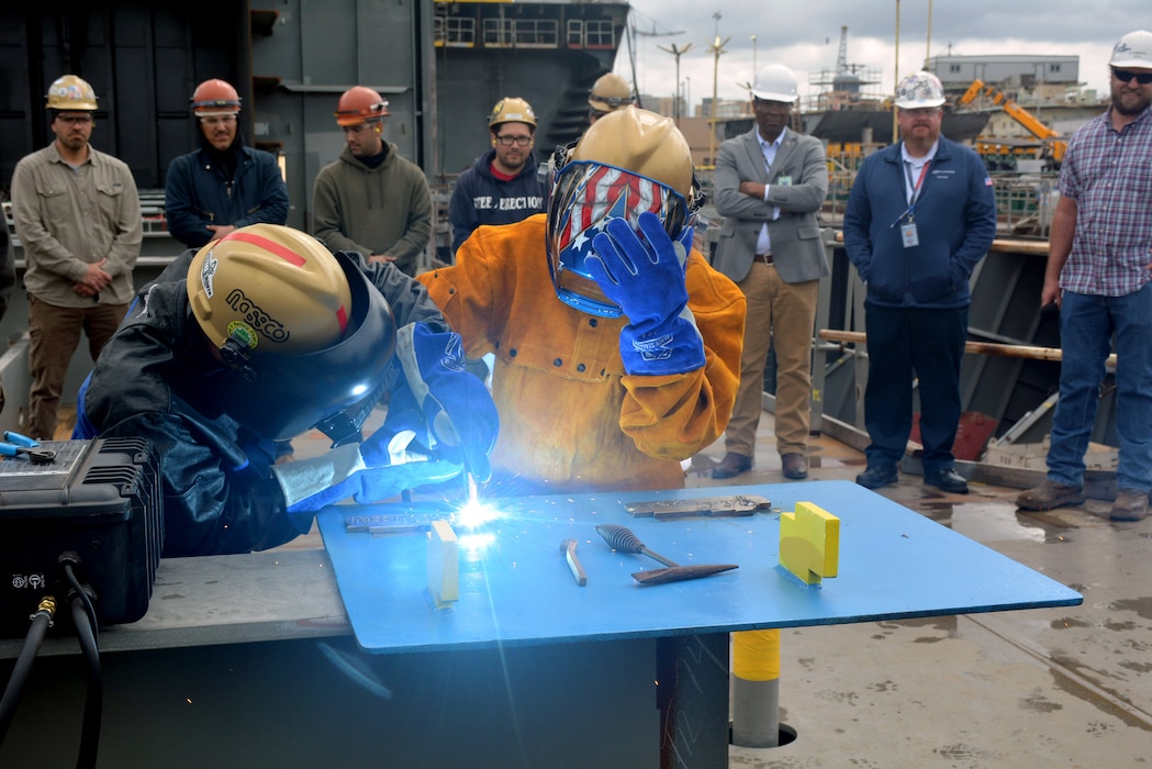 USNS Hector A. Cafferata (ESB 8) keel laying ceremony at the NASSCO shipyard in San Diego.