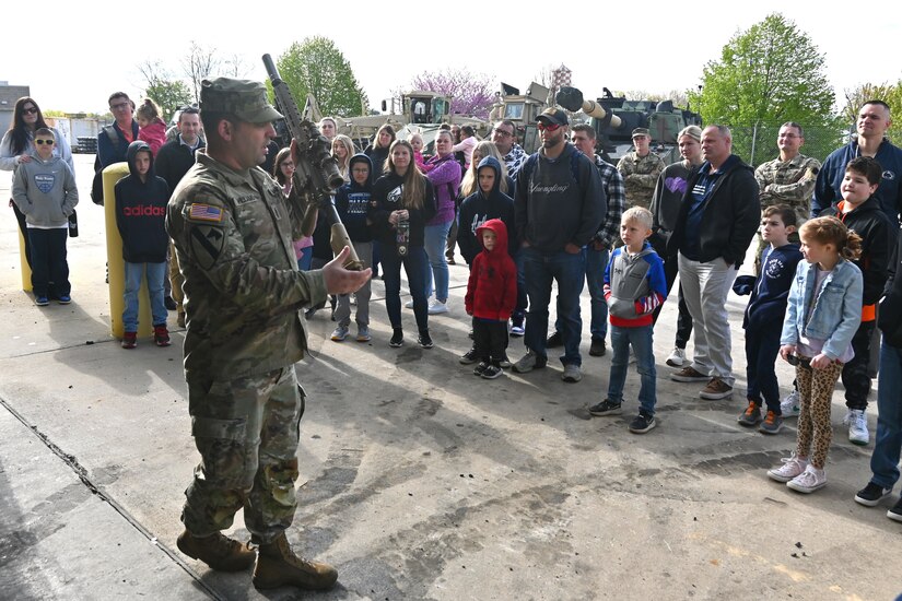 More than 120 children of Pennsylvania Department of Military and Veterans Affairs and Pennsylvania National Guard employees toured Fort Indiantown Gap April 25 for Take Your Child to Work Day. (Pennsylvania National Guard photo by Brad Rhen)