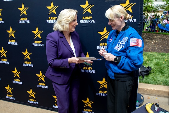 Astronaut and Army Reserve Soldier at Pentagon's Bring a Child to Work Day