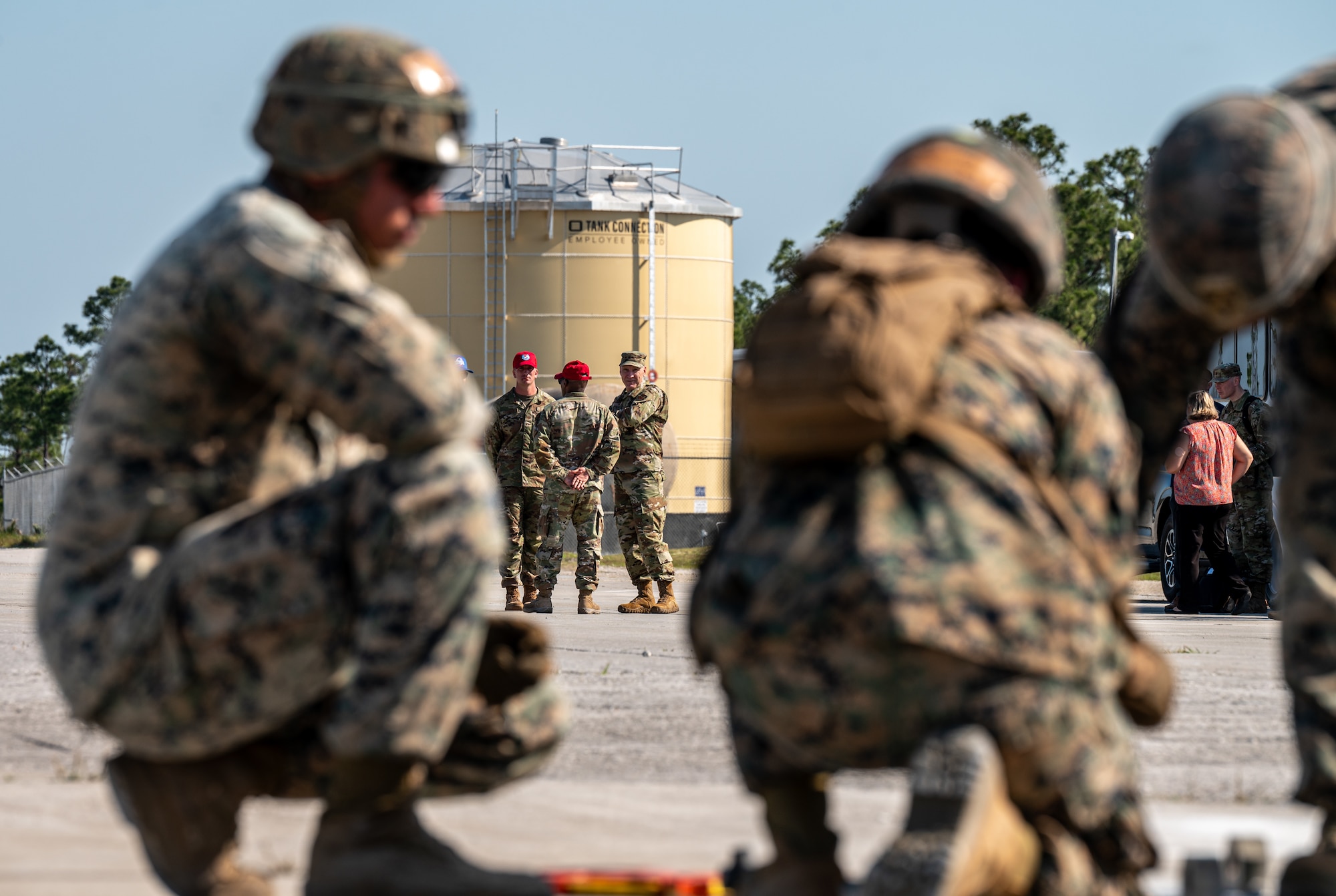 Airmen watch marines during an excercise