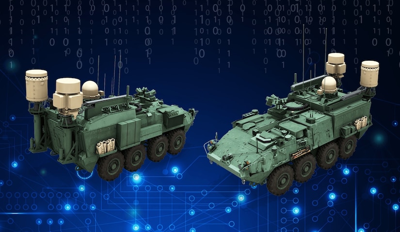 An illustration shows two tank-looking vehicles, each with eight wheels antennas on the top.