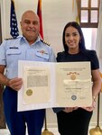 The Coast Guard presented the Gold Life Saving Medal to a Puerto Rican woman at Coast Guard Base San Juan, April 26, 2024. Aivelyn Díaz Rosado, 39, a resident of Toa Baja, Puerto Rico, was awarded the Gold Lifesaving Medal for her heroic actions on April 21, 2014, in which three children were saved from strong rip currents off a beach in Dorado, Puerto Rico.