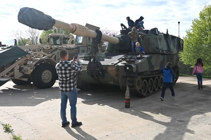 More than 120 children of Pennsylvania Department of Military and Veterans Affairs and Pennsylvania National Guard employees toured Fort Indiantown Gap April 25 for Take Your Child to Work Day. (Pennsylvania National Guard photo by Brad Rhen)