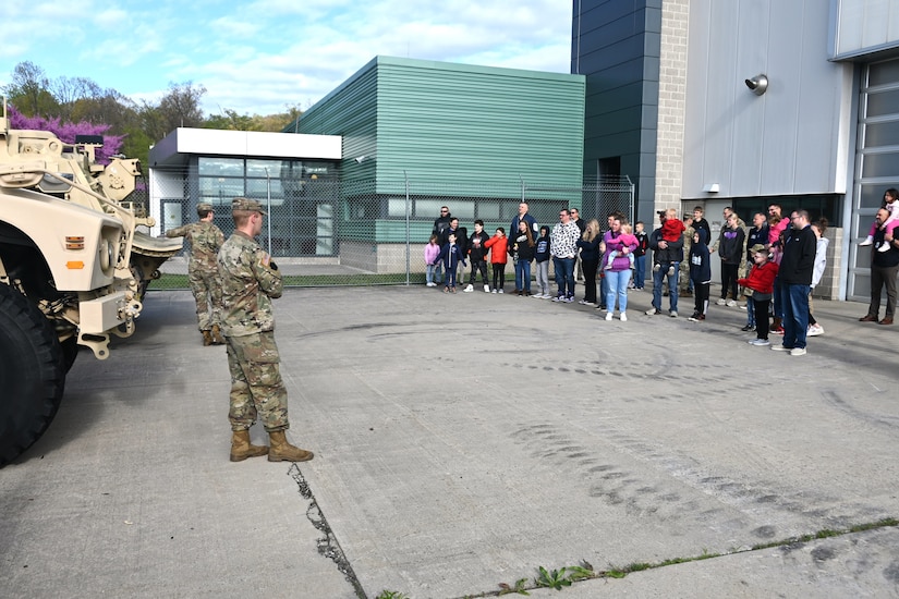 More than 120 children of Pennsylvania Department of Military and Veterans Affairs and Pennsylvania National Guard employees toured Fort Indiantown Gap April 25 for Take Your Child to Work Day. (Pennsylvania National Guard photo by Brad Rhen)