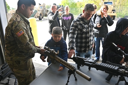 More than 120 children of Pennsylvania Department of Military and Veterans Affairs and Pennsylvania National Guard employees toured Fort Indiantown Gap April 25 for Take Your Child to Work Day. (Pennsylvania National Guard photo by Brad Rhen)