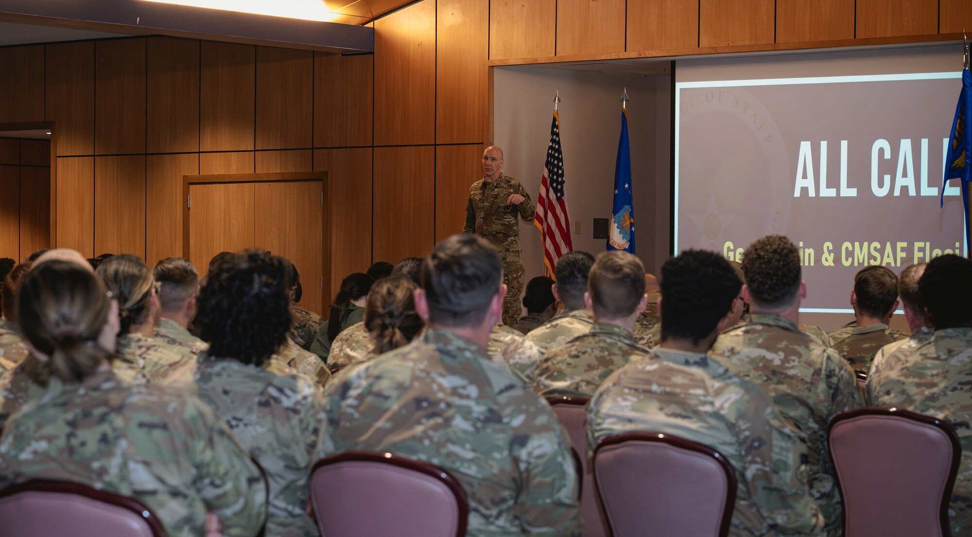 CSAF gives a speech to Airmen