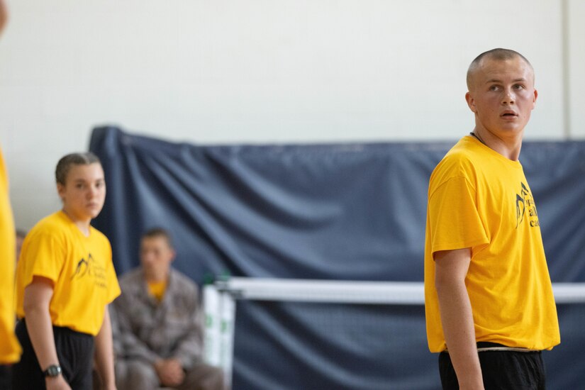 Appalachian ChalleNGe Academy cadets play in a volleyball match Friday, April 26.