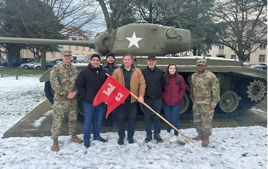 Members of the 62nd Forward Engineer Support Team – Advanced pose for a photo at their office in Wiesbaden, Germany.