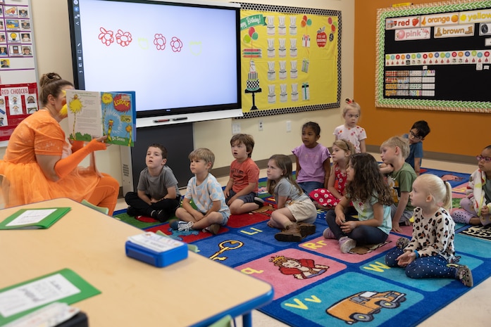The Lorax Reads to Students to Celebrate Earth Day and the Month of the Military Child