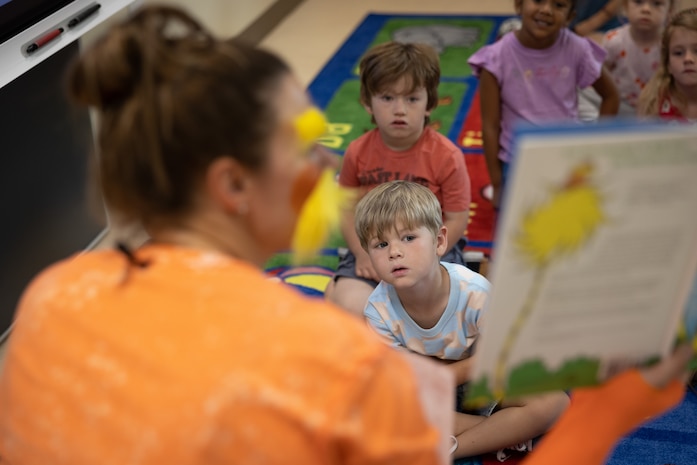The Lorax Reads to Students to Celebrate Earth Day and the Month of the Military Child