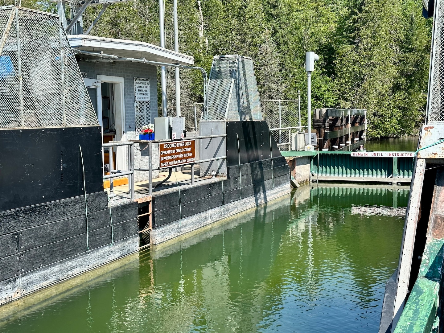 The Crooked River Lock, seen in this July 4, 2023 file image, in Alanson, Michigan will reopen April 29 after undergoing maintenance work during the winter to replace aging electrical components. (U.S. Army Corps of Engineers photo by Brandon Hubbard)