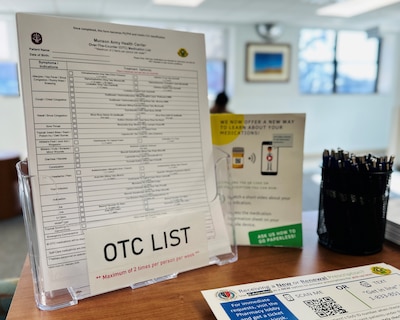 Photo showing a form to fill out of OTC medication.