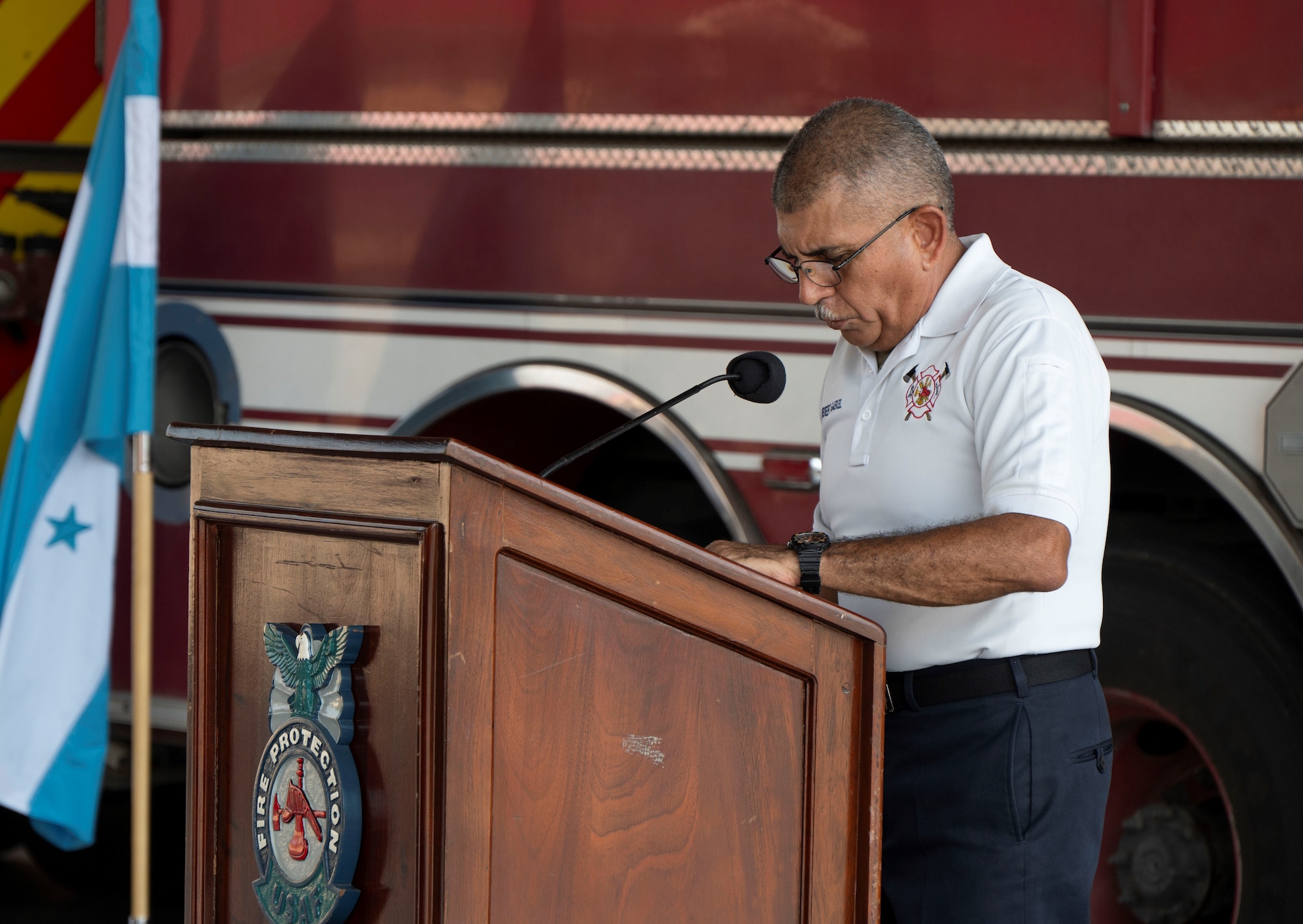 A person giving a speech.