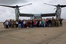 U.S. Marines and educators from Recruiting Stations Chicago, Kansas City and Saint Louis pose for a photo as part of the 2024 Educator’s Workshop at Marine Corps Air Station Miramar, California, April 25, 2024. Participants of the workshop visit Marine Corps Recruit Depot San Diego to observe recruit training and gain a better understanding about the transformation from recruits to United States Marines. Educators also received classes and briefs on the benefits that are provided to service members serving in the United States armed forces. (U.S. Marine Corps photo by Lance Cpl. Jacob B. Hutchinson)