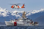 Crews from Coast Guard Air Station Sitka, Coast Guard Cutter Douglas Denman, Sitka Mountain Rescue, and Sitka Fire Department conducted a week-long search and rescue exercise in Sitka, Alaska, May 9 through May 12, 2023. Crews tackled a series of mini scenarios ranging from lost hunters to an avalanche scenario. The exercise culminated with a mass-casualty event involving multiple agencies responding in concert to a scene with 40 survivors in distress. (U.S. Coast Guard courtesy photo)