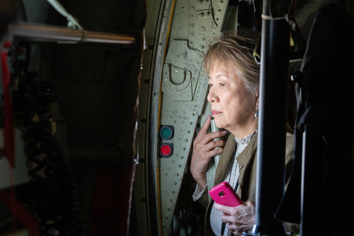 U.S. Air Force Airmen and Japanese community leaders in a C-130J Super Hercules