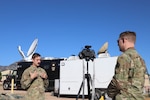 First Lt. Joseph Quinn, the executive officer in the 349th Composite Supply Company, California Army National Guard, participates in an interview on Fort Carson, Colorado, April 25, 2024, during the Vibrant Response exercise.