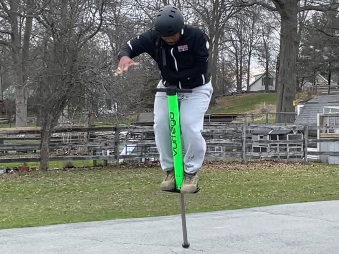 David Snypes on his pogo stick!