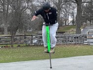 David Snypes on his pogo stick!