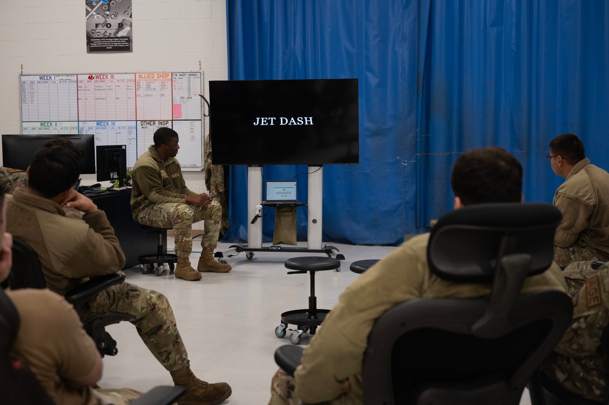 For years, Aerospace Maintainers have used land mobile radios or corded landlines to communicate with Aerospace Ground Equipment (AGE) dispatchers, in requesting delivery of equipment needed on the flightline. With this process, radio transmissions can be muddled due to factors like noises on the flightline and enunciation of words, all leading to errors in communication. This has posed various challenges when it comes to AGE operations. 
To remedy this issue, U.S. Air Force Master Sgt. Jacob Sullivan, the 62d Maintenance Squadron’s AGE production superintendent, created an idea for an app called Jet Dash. The app provides Airmen the capability to request support equipment without the use of land mobile radios or landlines. With this application, customers will be able to schedule requests prior to maintenance start times and customers will maintain visibility of the exact time they request support, equipment, and have an estimated time of arrival via their assigned mobile device.