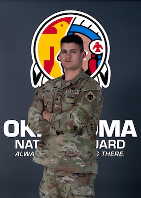Portrait of Spc. Johnson Holcomb, the 2024 Oklahoma Army National Guard Soldier of the Year. Holcomb is a resident of Tahlequah, Oklahoma serving in the 1st Battalion, 279th Infantry Regiment, 45th Infantry Brigade Combat Team.