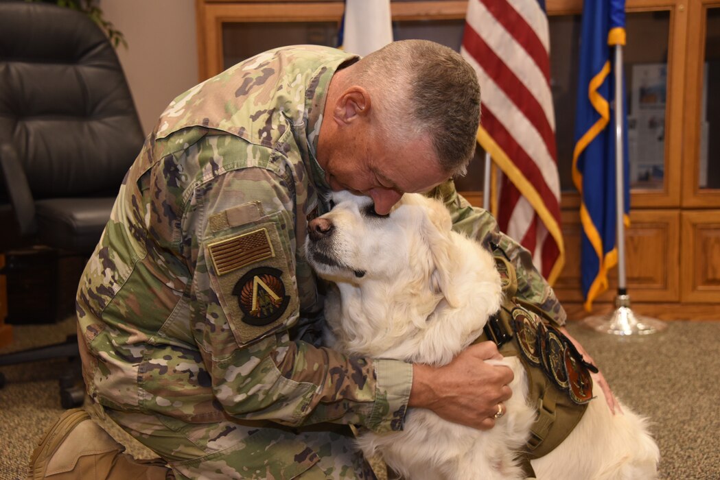 Airmen with dog