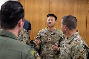 A photo of Airmen speaking during Agile Reaper 24