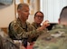 U.S. Air Force Col. Darren Duncan, U.S. Strategic Command command chaplain, speaks during a mission brief at Minot Air Force Base, North Dakota, July 30, 2024. Chaplains from the 5th Bomb Wing and 91st Missile Wing convened with Duncan to assess the current status and advancements of the Chaplain Corps mission. (U.S. Air Force photo by Airman 1st Class Luis Gomez)